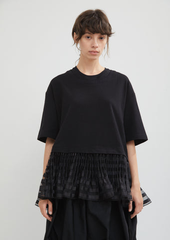 Cropped Sweat Top With Pleated Hem