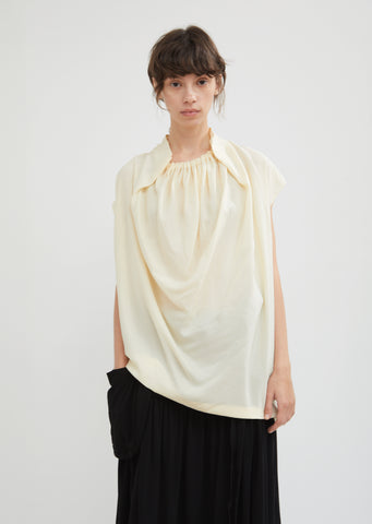 Ruched Neck Silk Shell Top