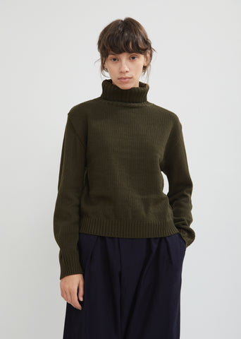 Ridge Pattern Cropped Turtleneck
