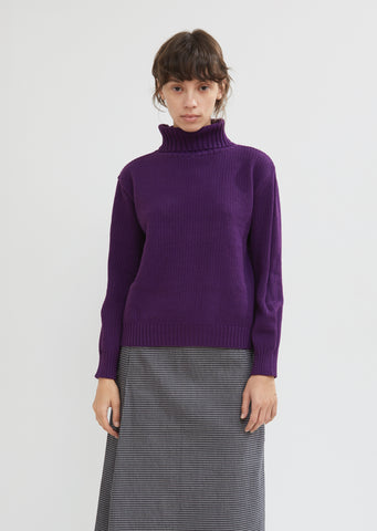Ridge Pattern Cropped Turtleneck