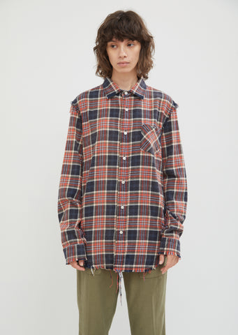 Shredded Seam Flannel Shirt