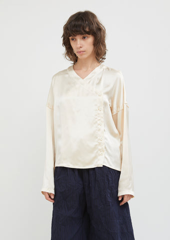 Silky Button Front Blouse