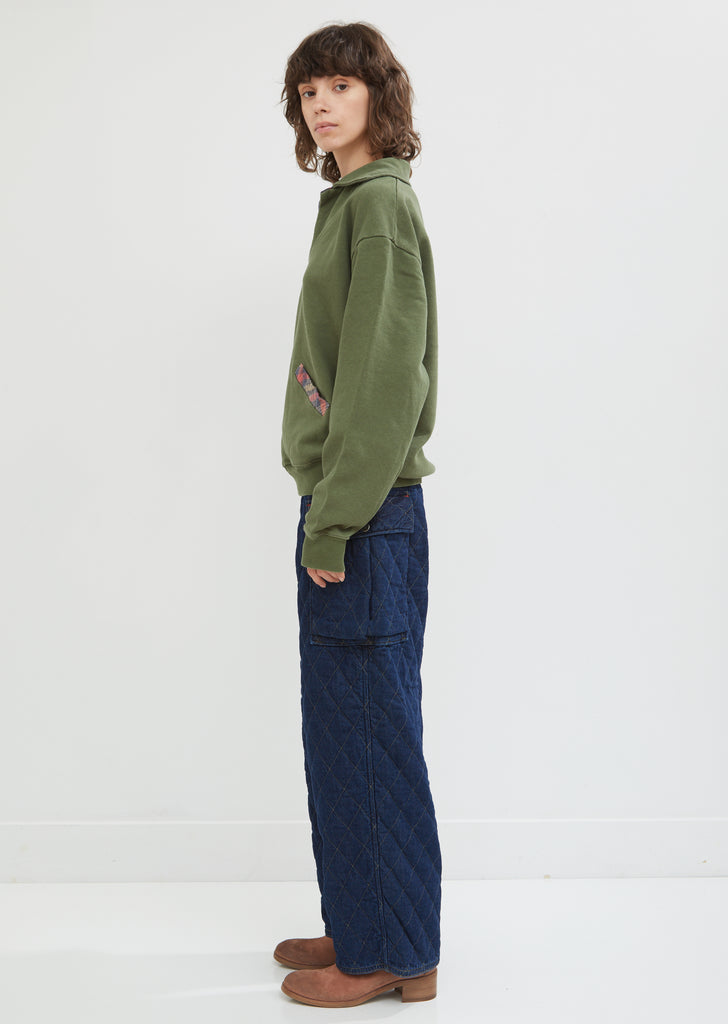 Indigo-Dyed Quilted Cotton Cargo Pants