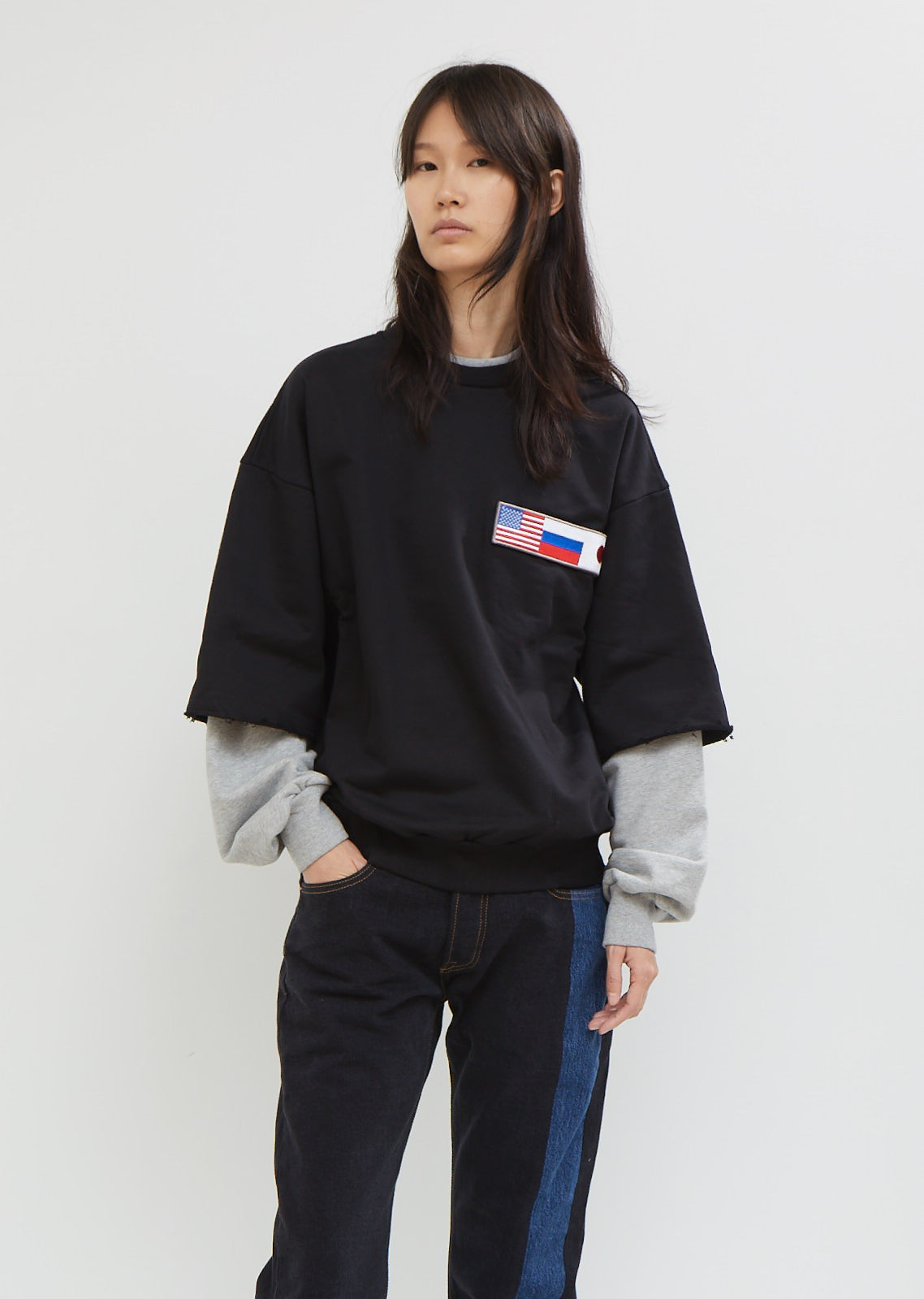 お歳暮 人気 Double Sleeve Sweatshirt by Gosha Rubchinskiy- La Garçonne ジャケット・アウター