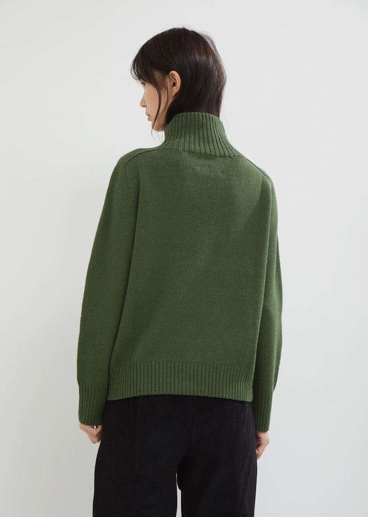 Saddle Sleeve Turtleneck British Wool Sweater