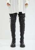 Stretch Leather Lace-Up Boots