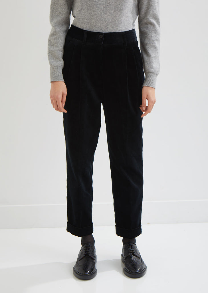 Pleat Pocket Corduroy Trousers