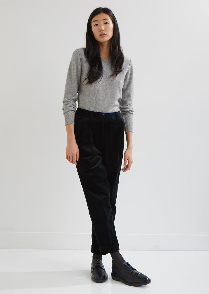 Margaret Howell + Tapered Flat Front Trouser in Houndstooth Wool