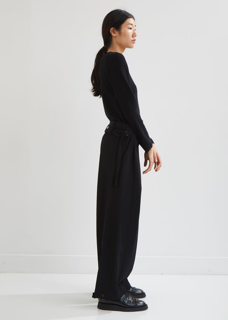 Belted Wide Leg Wool Pants