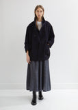 Standing Collar Cocoon Coat with Faux Fur Lining
