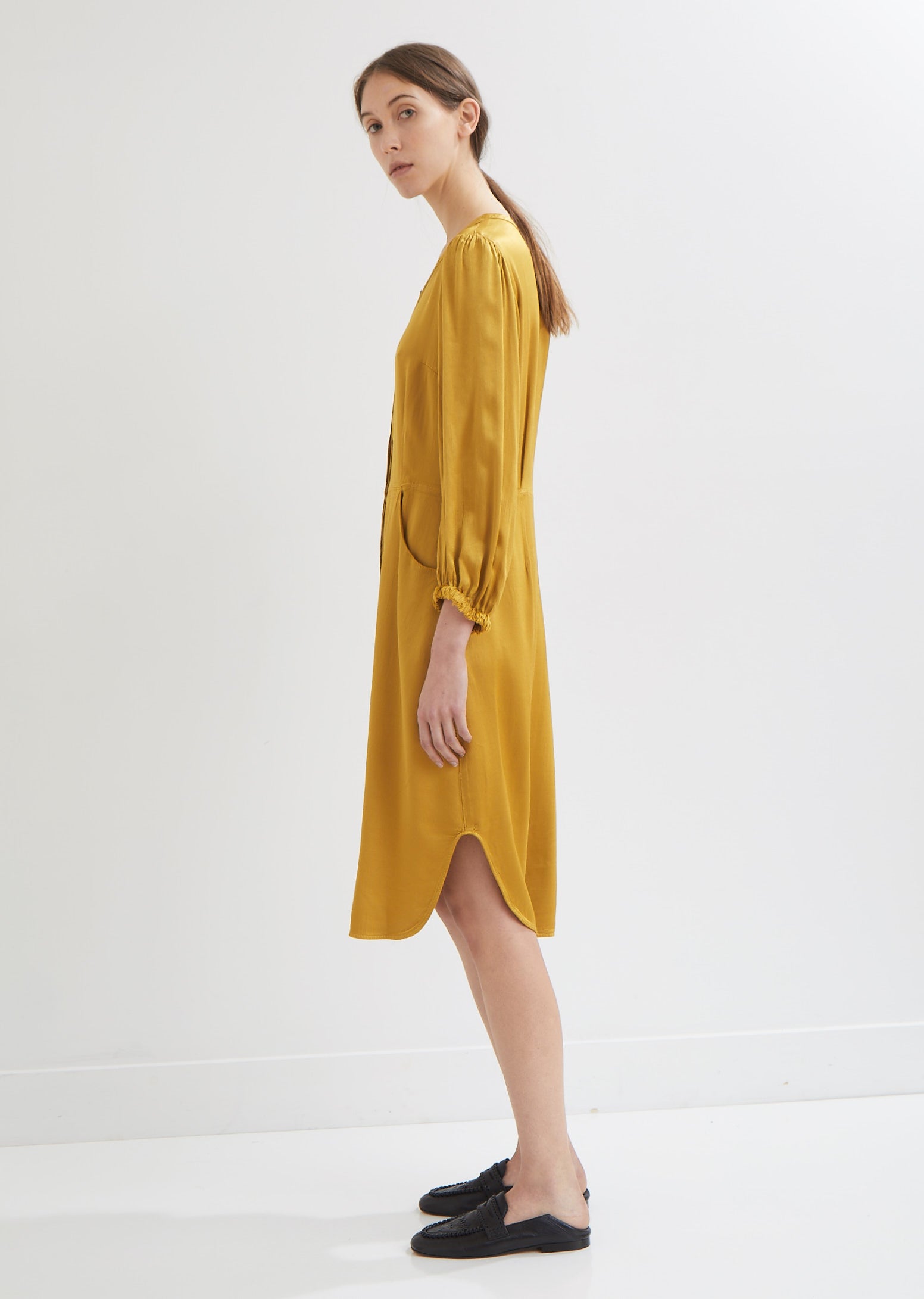 zara mustard shirt dress Zara Shirt Dress Mustard Yellow With Ruffled Hem