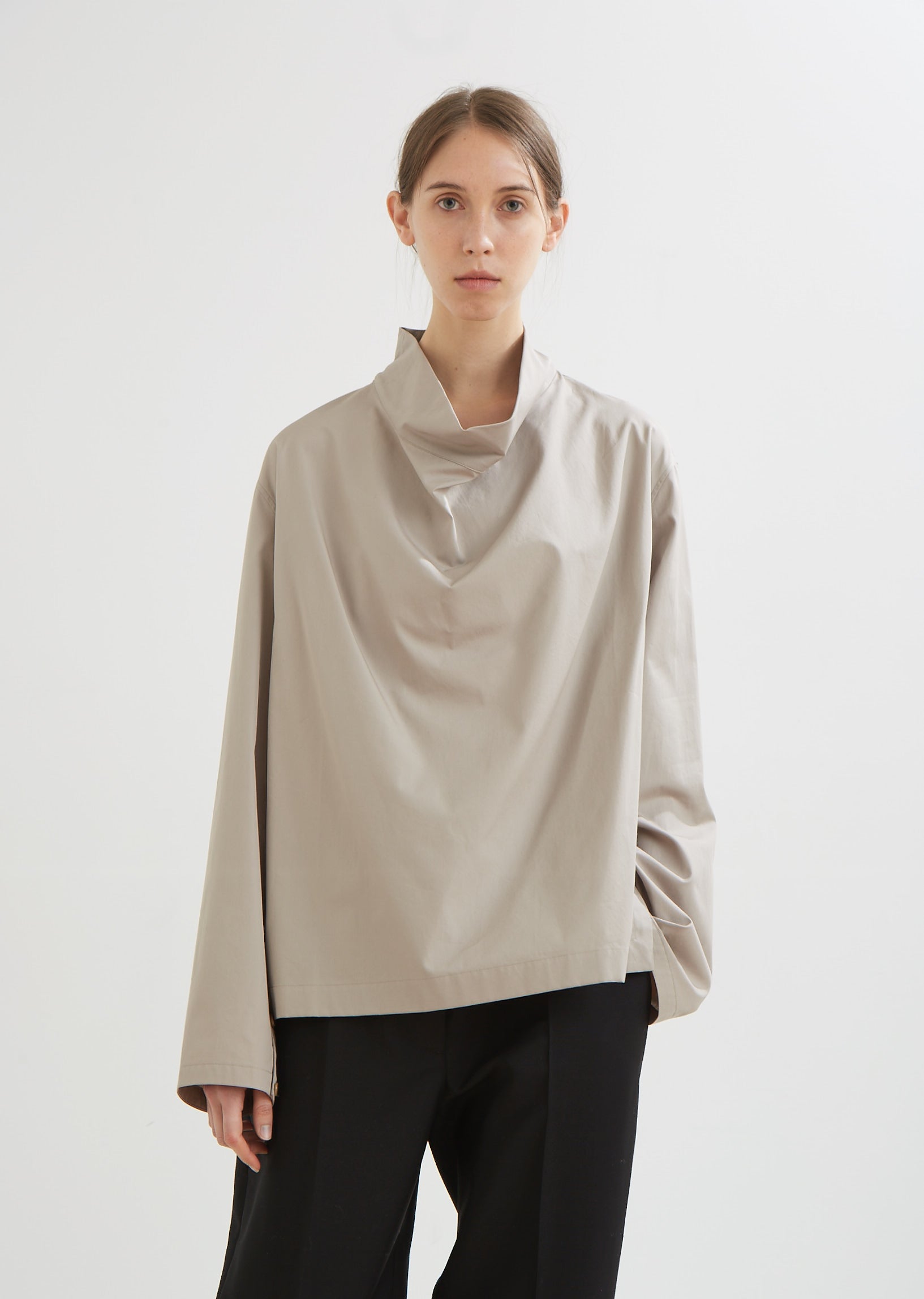 Cowl Neck Poplin Top by Lemaire- La Garçonne
