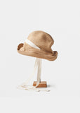 Boxed Hat 11 cm Garden Ribbon — Mix Brown x Natural