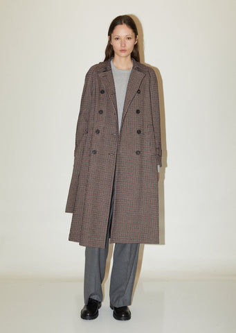 Wool Tattersall Check Raglan Coat