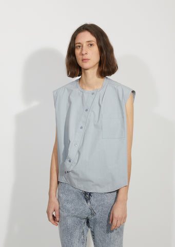 Draped Placket Oversized Top