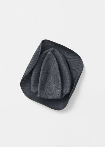 Boxed Hat 6.5 cm Grosgrain Ribbon — Charcoal x Dark Rose