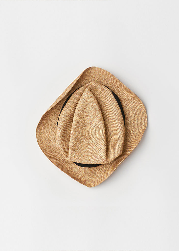Boxed Hat 6.5 cm Grosgrain Ribbon — Mix Brown x Beige