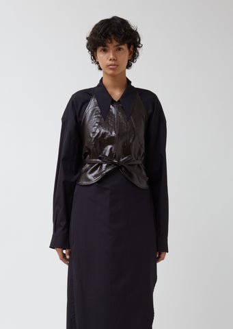 Coated Linen Canvas Plastron Top