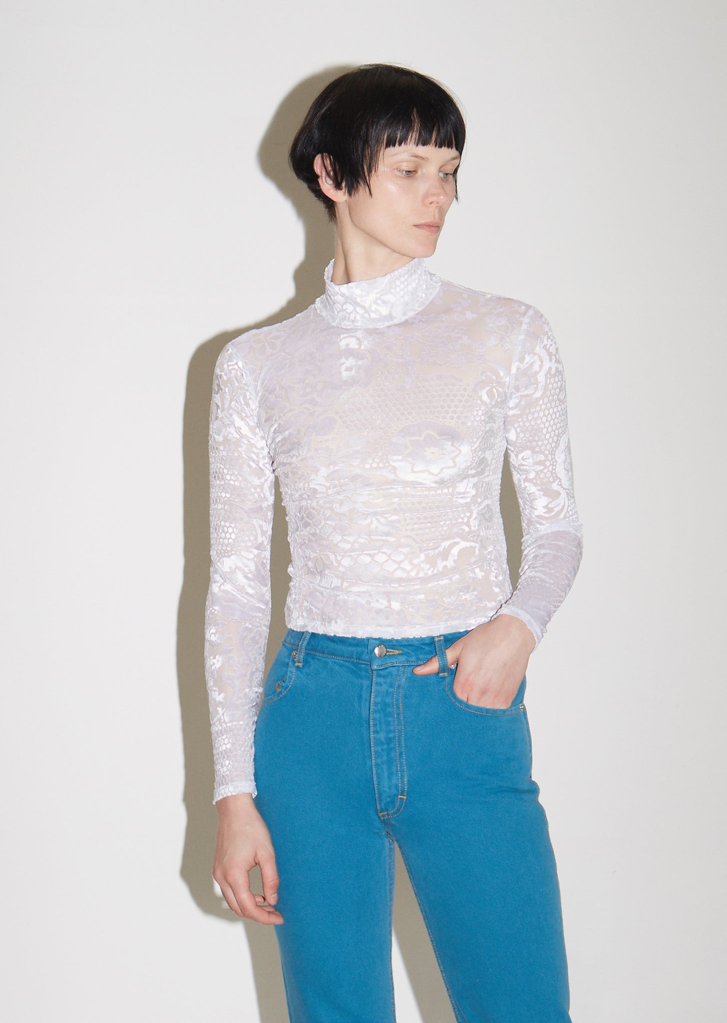 Ice Floral Burnout Shrunk Turtleneck by Eckhaus Latta- La