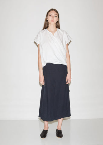 Diagonal Panel Flared Linen Skirt
