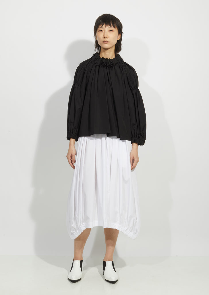 Cotton Broadcloth Ruched Blouse