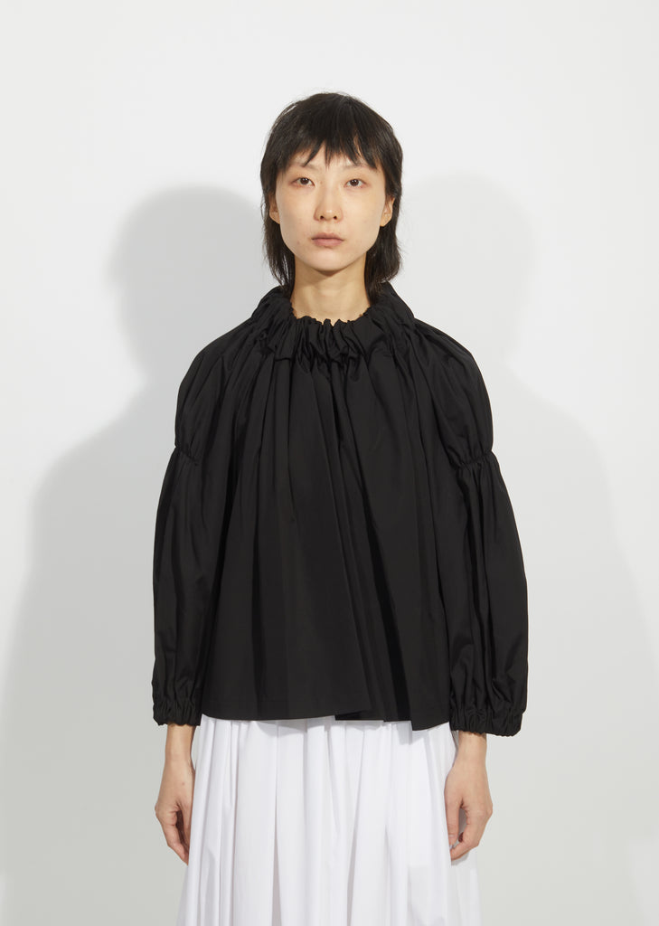 Cotton Broadcloth Ruched Blouse