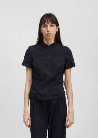 Flower Jacquard Mandarin Top