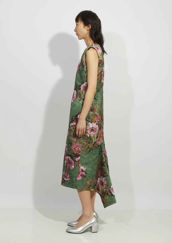 Lame Jacquard Flower Pattern Dress