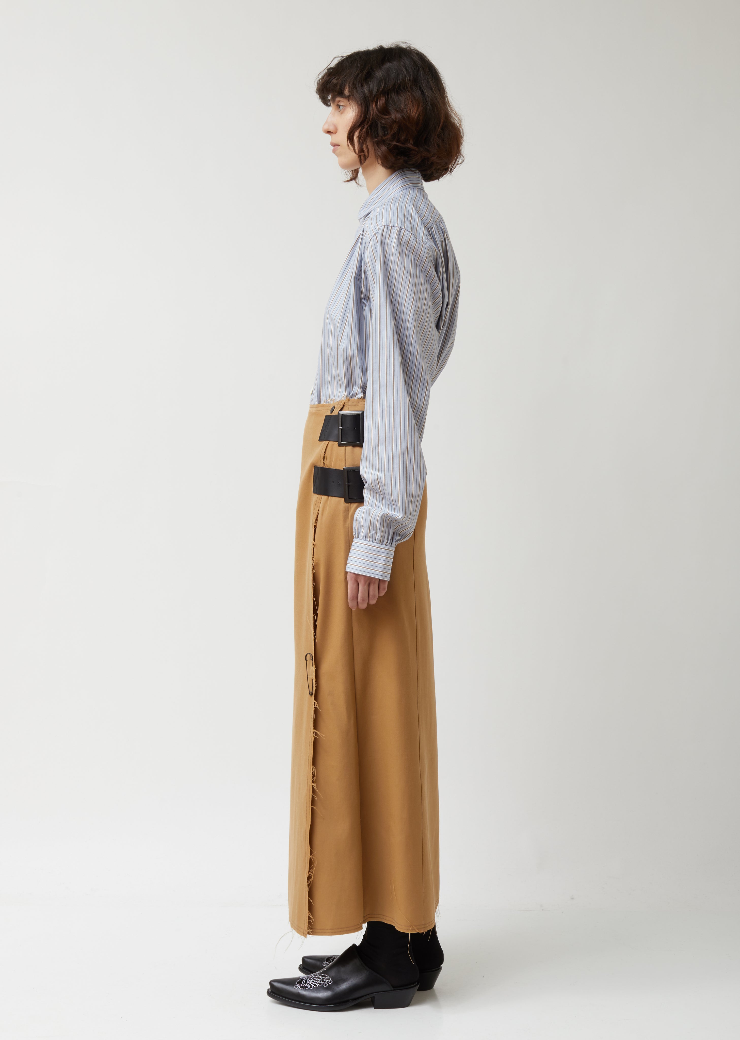 Wool Twill Wrap Skirt - 1 / Khaki