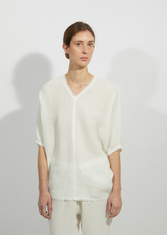 Linen Gauze V-Neck Top