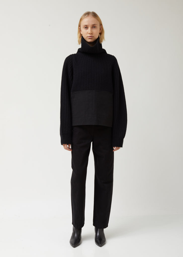 Turtleneck with Garment Dyed Panel