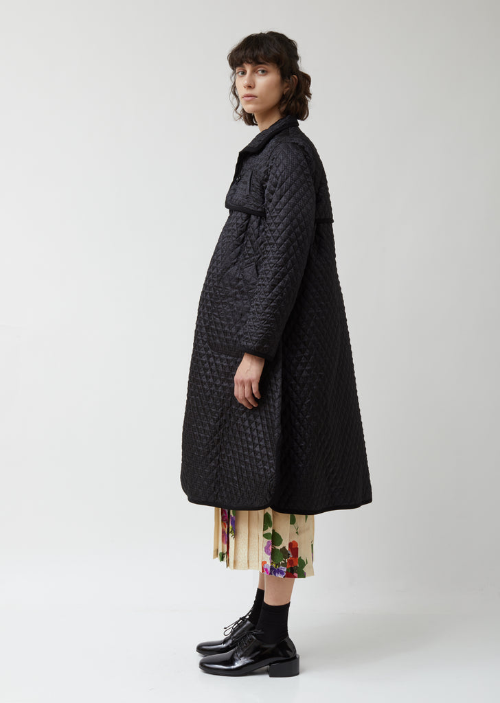 Houndstooth Polyester Satin Quilt Coat