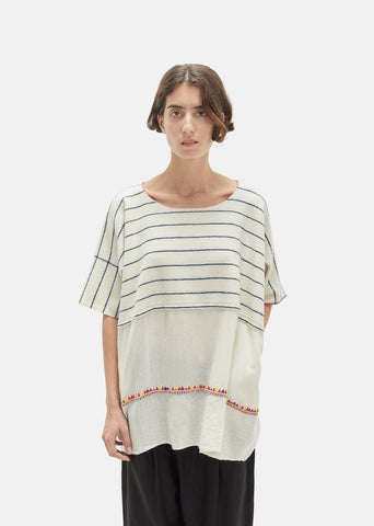Striped Wool Embroidered Top