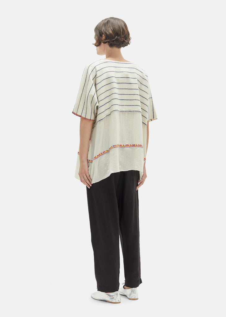 Striped Wool Embroidered Top