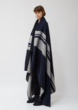 Navy Wool Blend Fleece Blanket