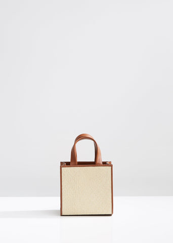 Mini Raffia and Leather Tote Bag