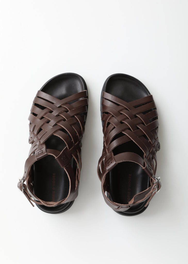 Braided Leather Buckle Sandals