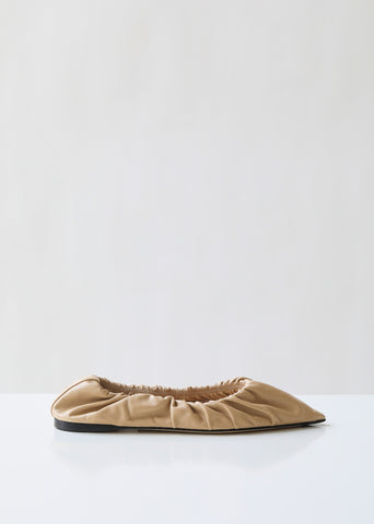 Babette Ruched Leather Flats