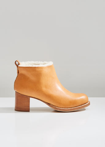 Braided Shearling Mid Heel Boots