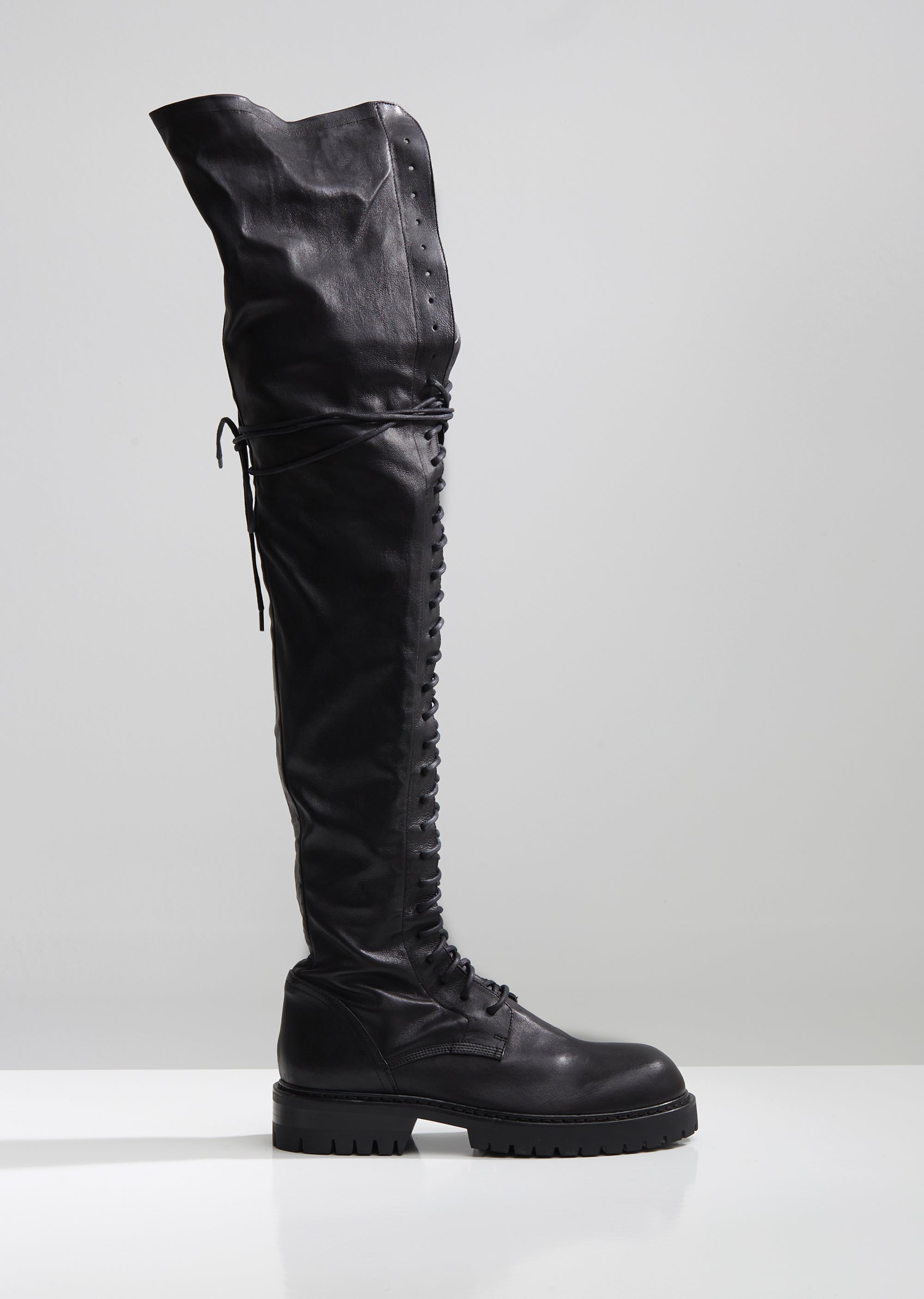 Stretch Leather Lace-Up Boots by Ann Demeulemeester- La Garçonne