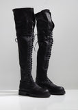 Stretch Leather Lace-Up Boots