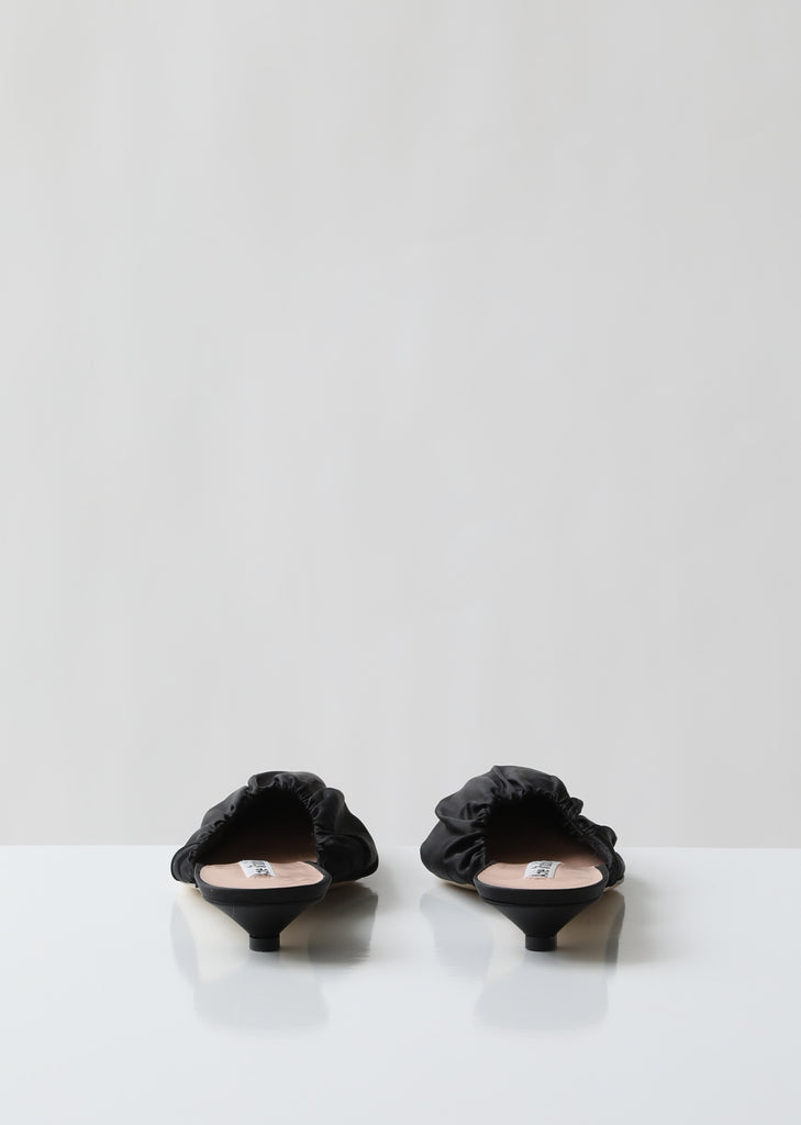 Bea Ruched Satin Mules