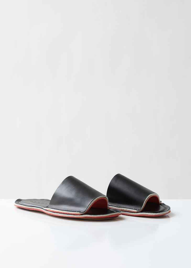 Layered Flat Leather Slides