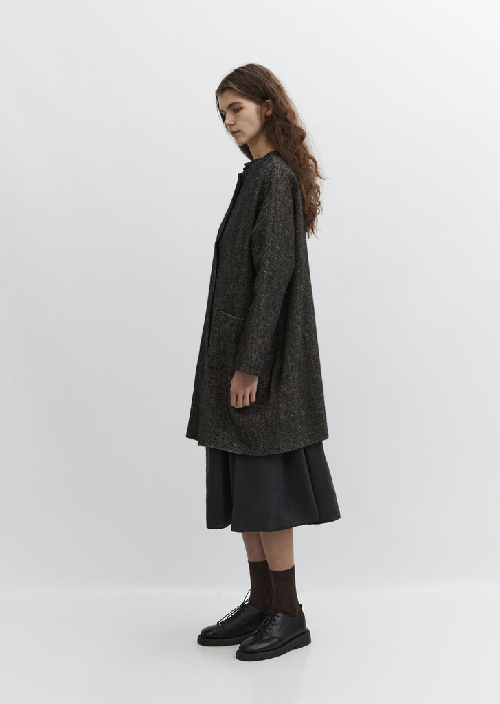 Collarless Patch Pocket Coat
