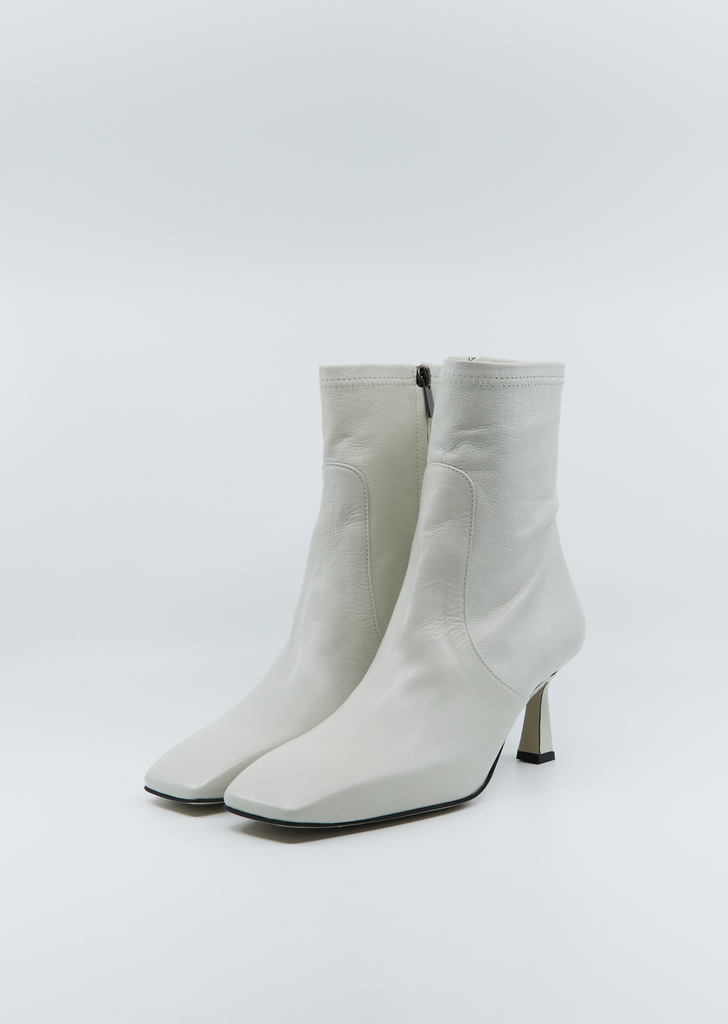 Mid-Heel Leather Stiletto Boots