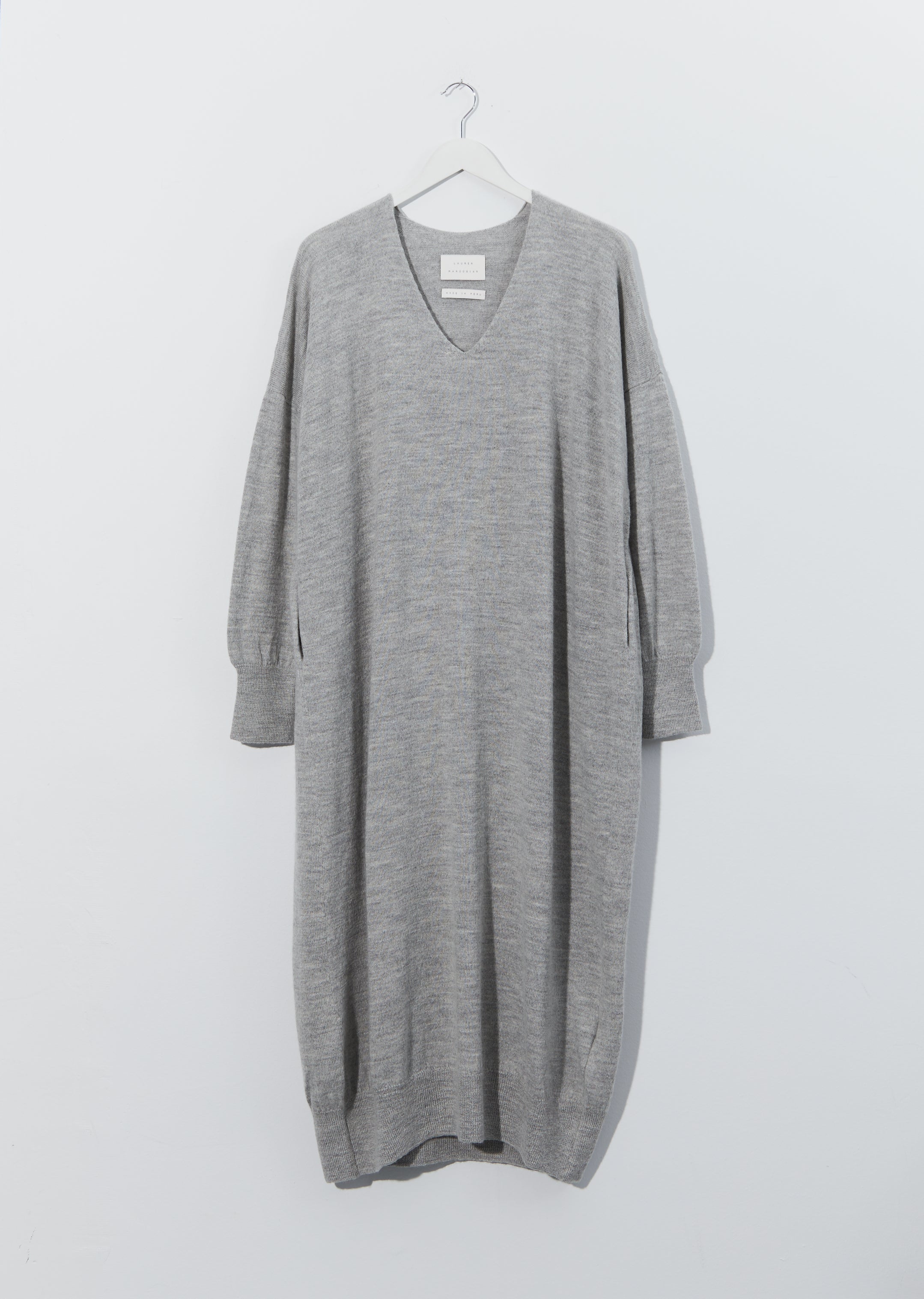 Baby Alpaca & Wool Wide V-Neck Dress - 1 / Grey