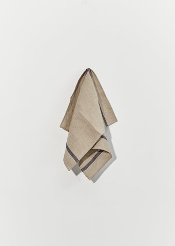 Thick Linen Kitchen Cloth — Natural / Navy