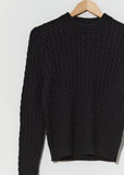 Alpaca Cable Sweater — Black