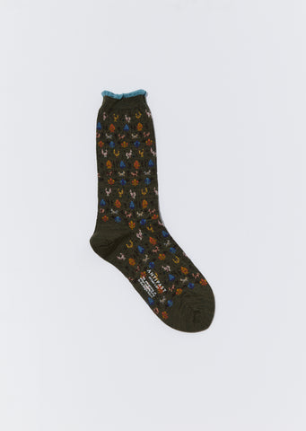 Forest Animal Socks — Khaki