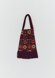 Embroidery Fabric Bag — Burgundy